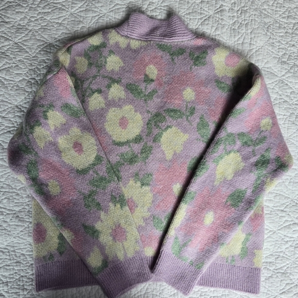 Mango Pastel Floral V-Neck Jewel Button Cardigan - Purple - Picture 8 of 13